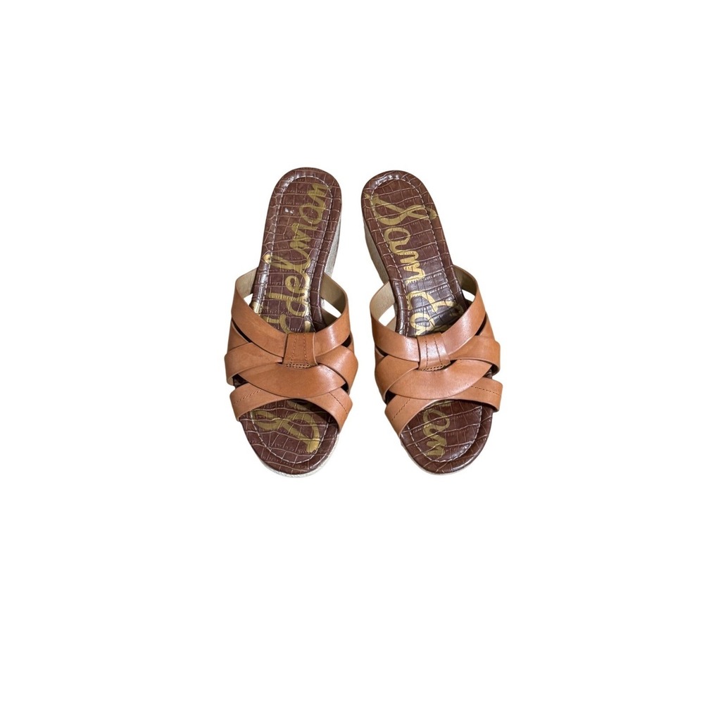Sam Edelman Wedge Sandals Knotted Espadrille Slide 10 Brown Excellent Platform